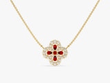 Floral Cluster Garnet Birthstone Necklace