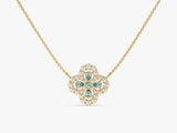 Floral Cluster Aquamarine Birthstone Necklace