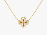 Floral Cluster Citrine Birthstone Necklace