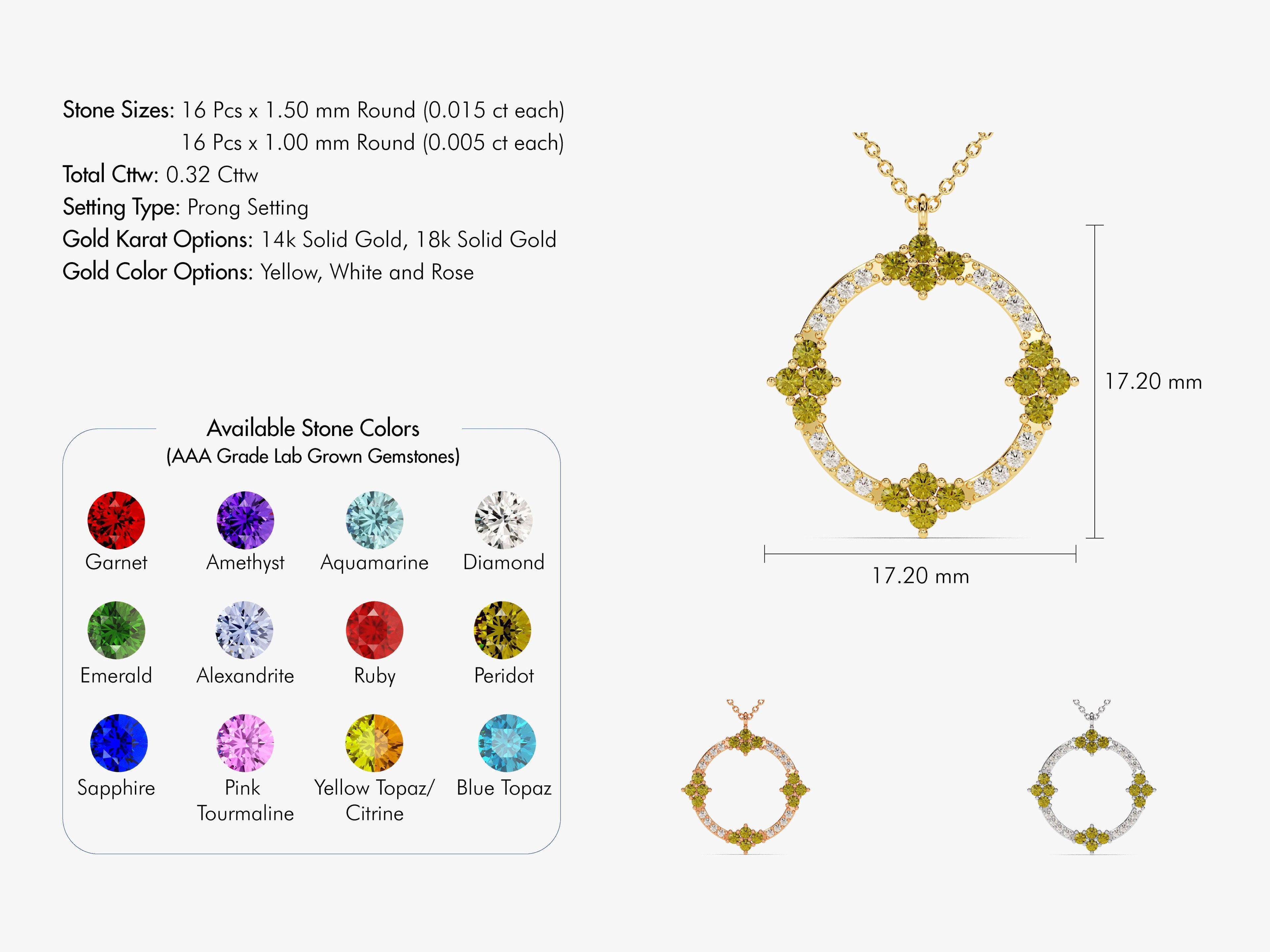 Circle Peridot Birthstone Necklace