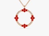 Circle Ruby Birthstone Necklace