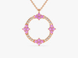 Circle Pink Tourmaline Birthstone Necklace