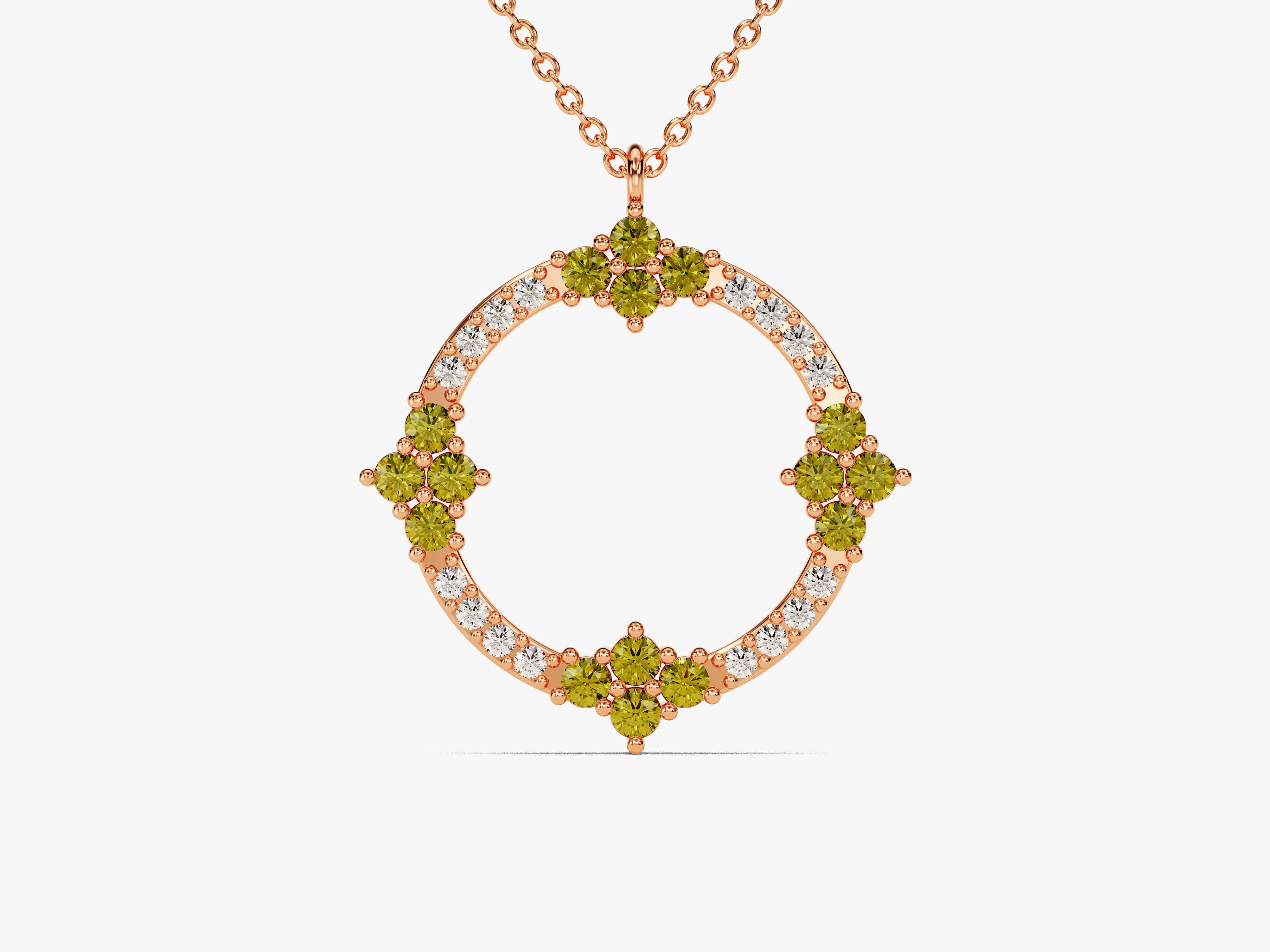 Circle Peridot Birthstone Necklace