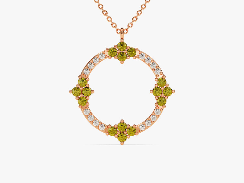 Circle Peridot Birthstone Necklace