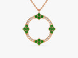 Circle Emerald Birthstone Necklace