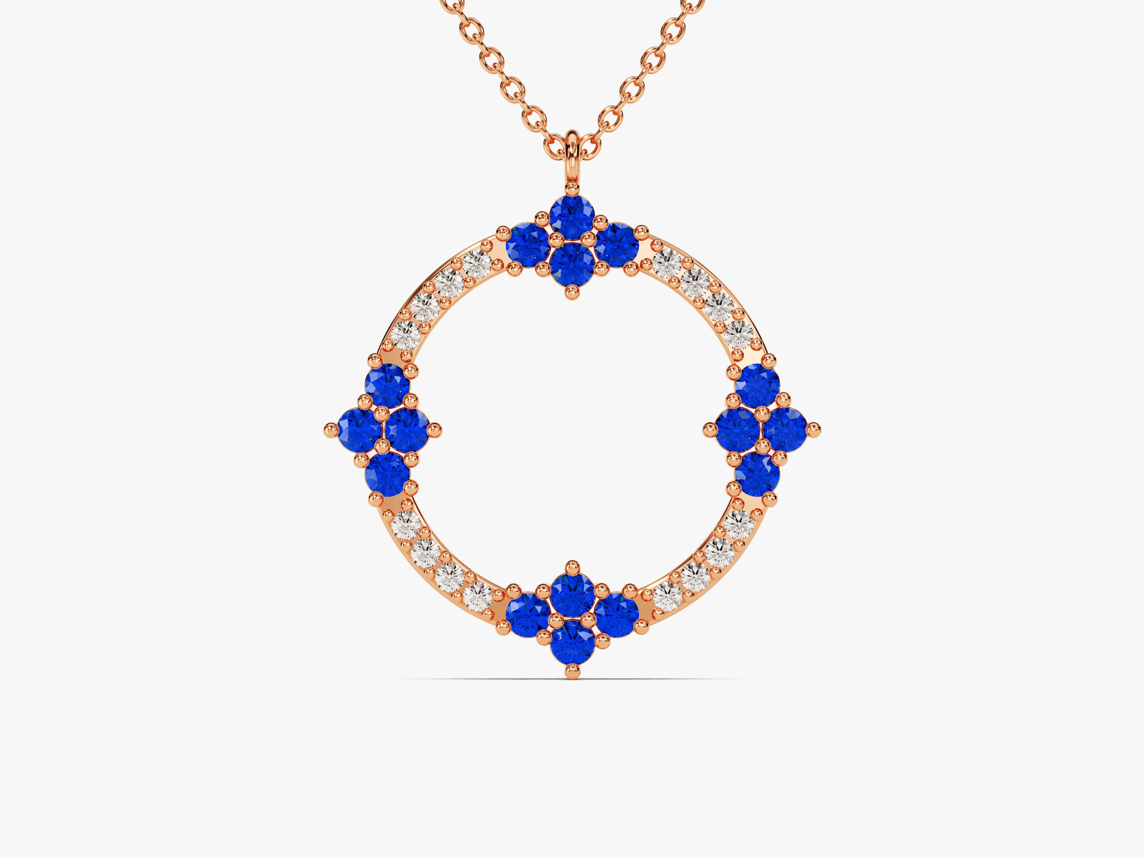 Circle Sapphire Birthstone Necklace
