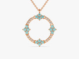 Circle Aquamarine Birthstone Necklace