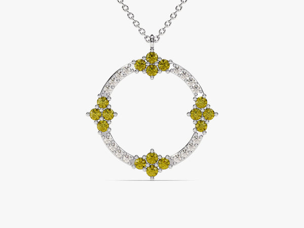 Circle Peridot Birthstone Necklace