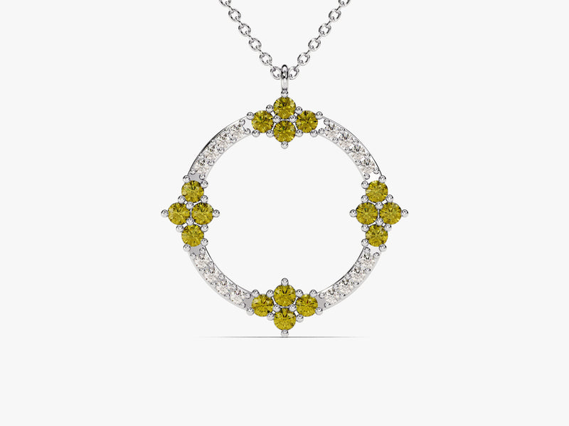 Circle Peridot Birthstone Necklace