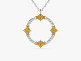 Circle Citrine Birthstone Necklace