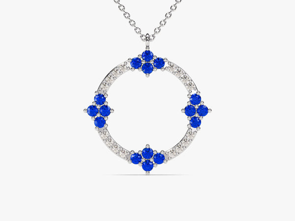 Circle Sapphire Birthstone Necklace