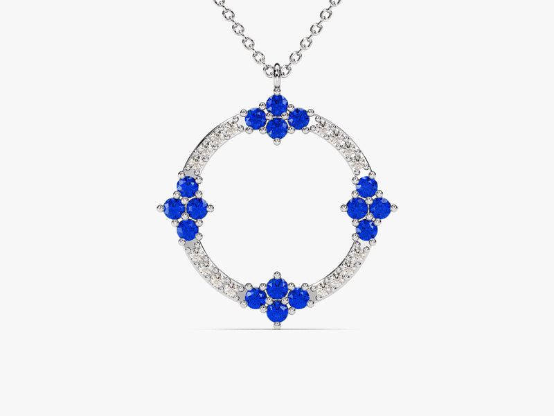 Circle Sapphire Birthstone Necklace