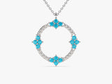 Circle Blue Topaz Birthstone Necklace