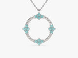 Circle Aquamarine Birthstone Necklace