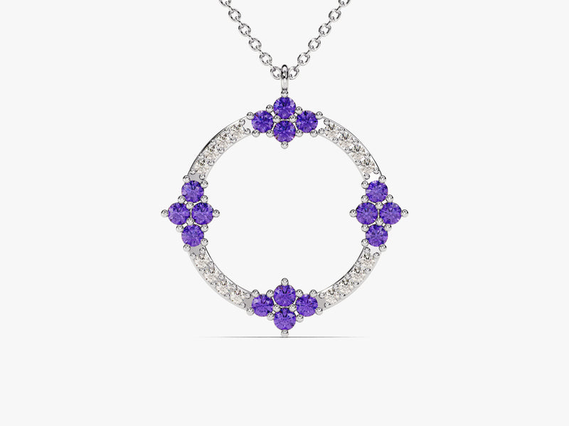 Circle Amethyst Birthstone Necklace