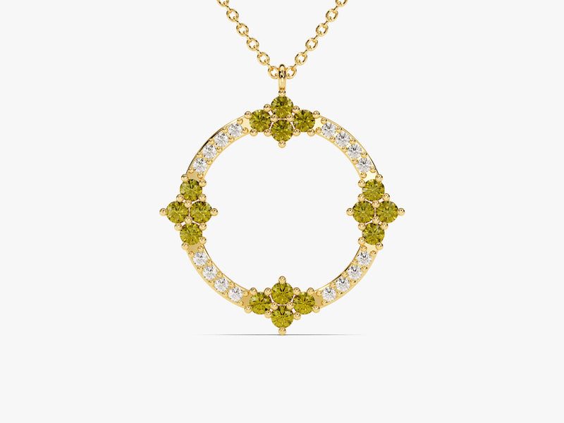 Circle Peridot Birthstone Necklace