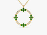 Circle Emerald Birthstone Necklace