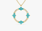 Circle Blue Topaz Birthstone Necklace