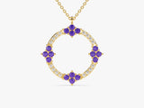 Circle Amethyst Birthstone Necklace