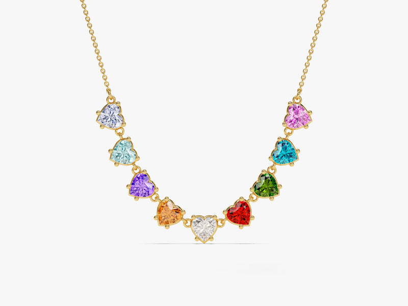 Floating Heart Birthstone Necklace