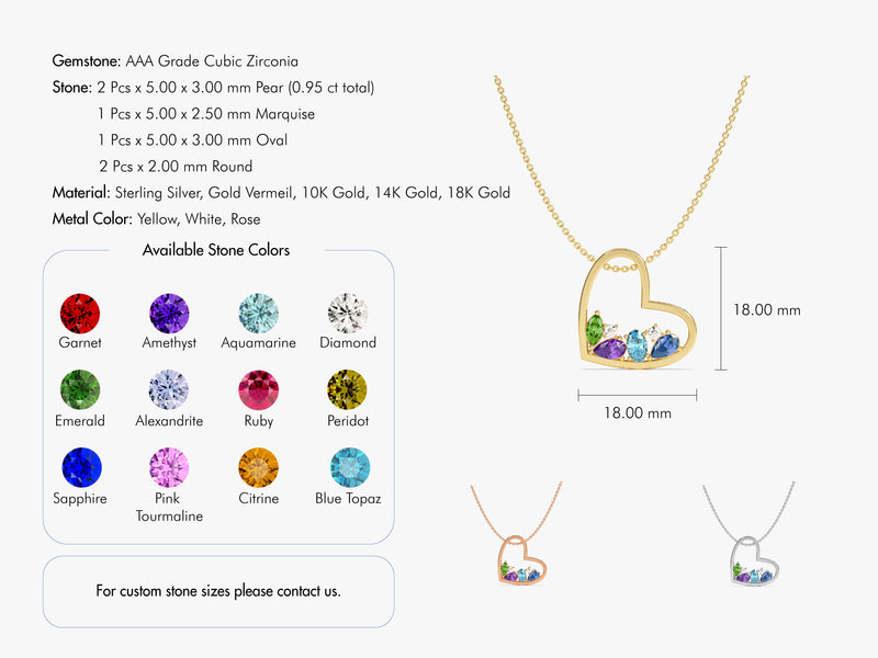 Heart Cluster Birthstone Necklace