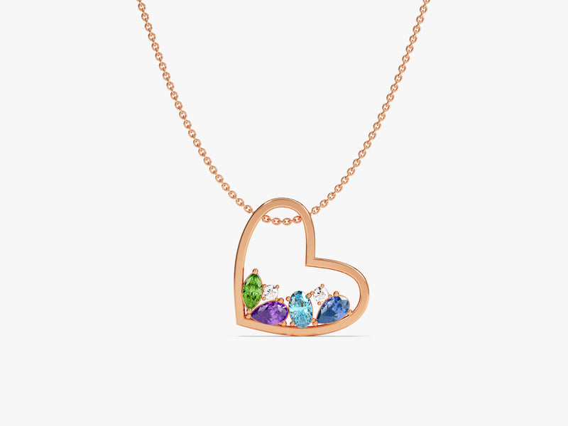 Heart Cluster Birthstone Necklace