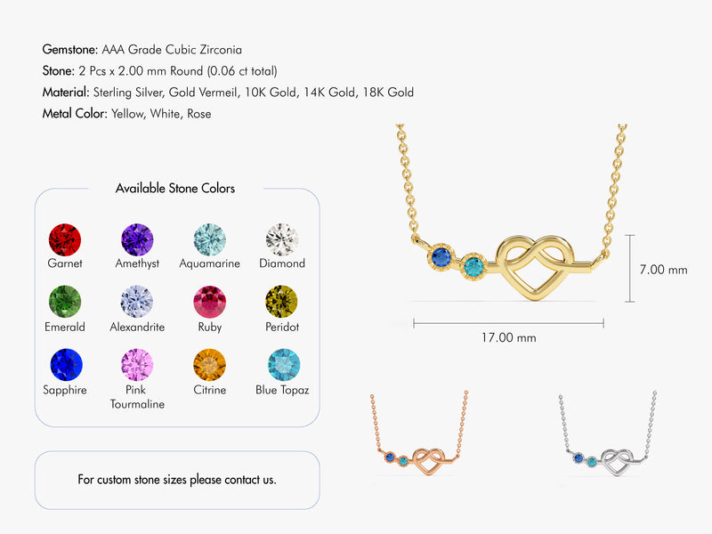 Heart Family Birthstone Necklace