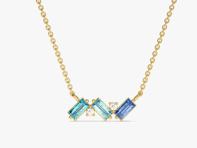 Baguette Cut Birthstone Necklace