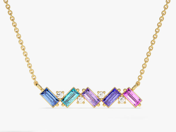 Baguette Cut Birthstone Necklace