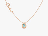 Pear Aquamarine Birthstone Name Necklace