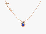 Pear Sapphire Birthstone Name Necklace