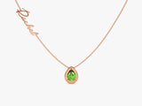 Pear Emerald Birthstone Name Necklace