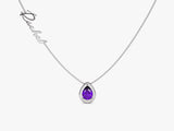 Pear Amethyst Birthstone Name Necklace