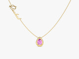 Pear Pink Tourmaline Birthstone Name Necklace