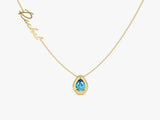 Pear Blue Topaz Birthstone Name Necklace