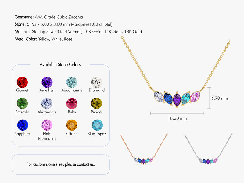 Marquise Family Birthstone Necklace