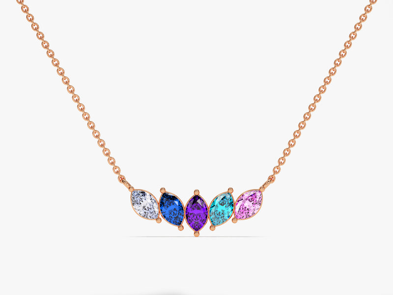 Marquise Family Birthstone Necklace