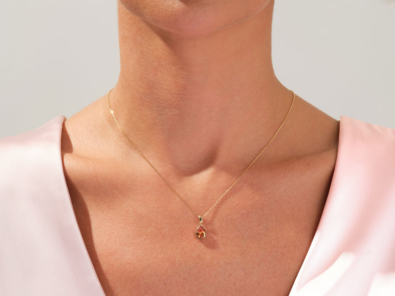 Teardrop Citrine Birthstone Necklace