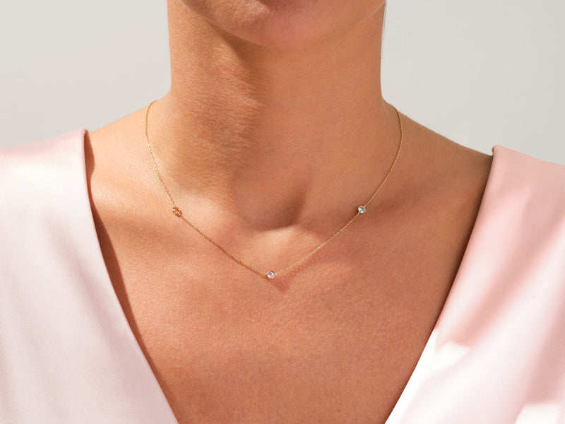 Station Diamond Birthstone Necklace