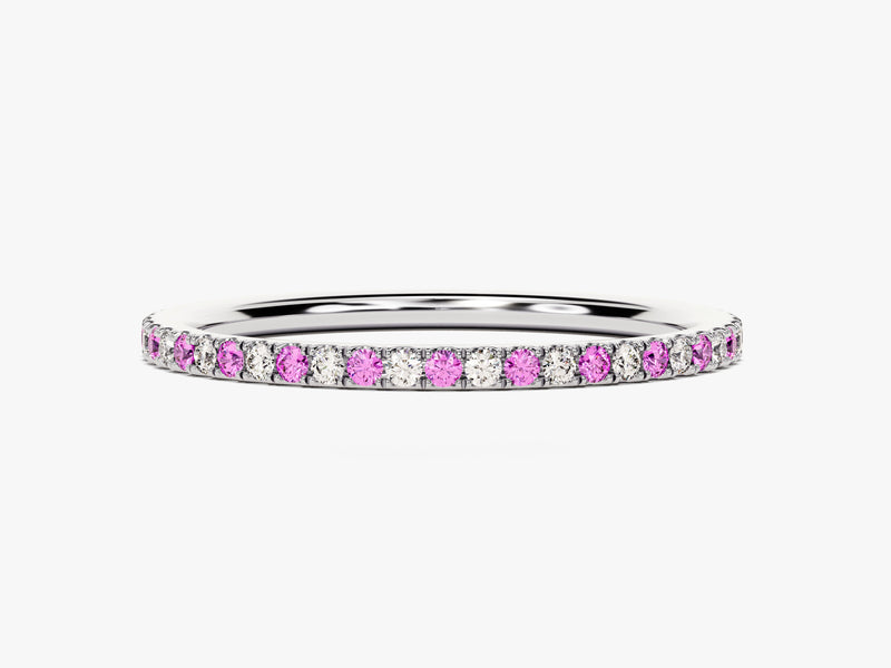 Alternating Pink Tourmaline Birthstone Eternity Ring