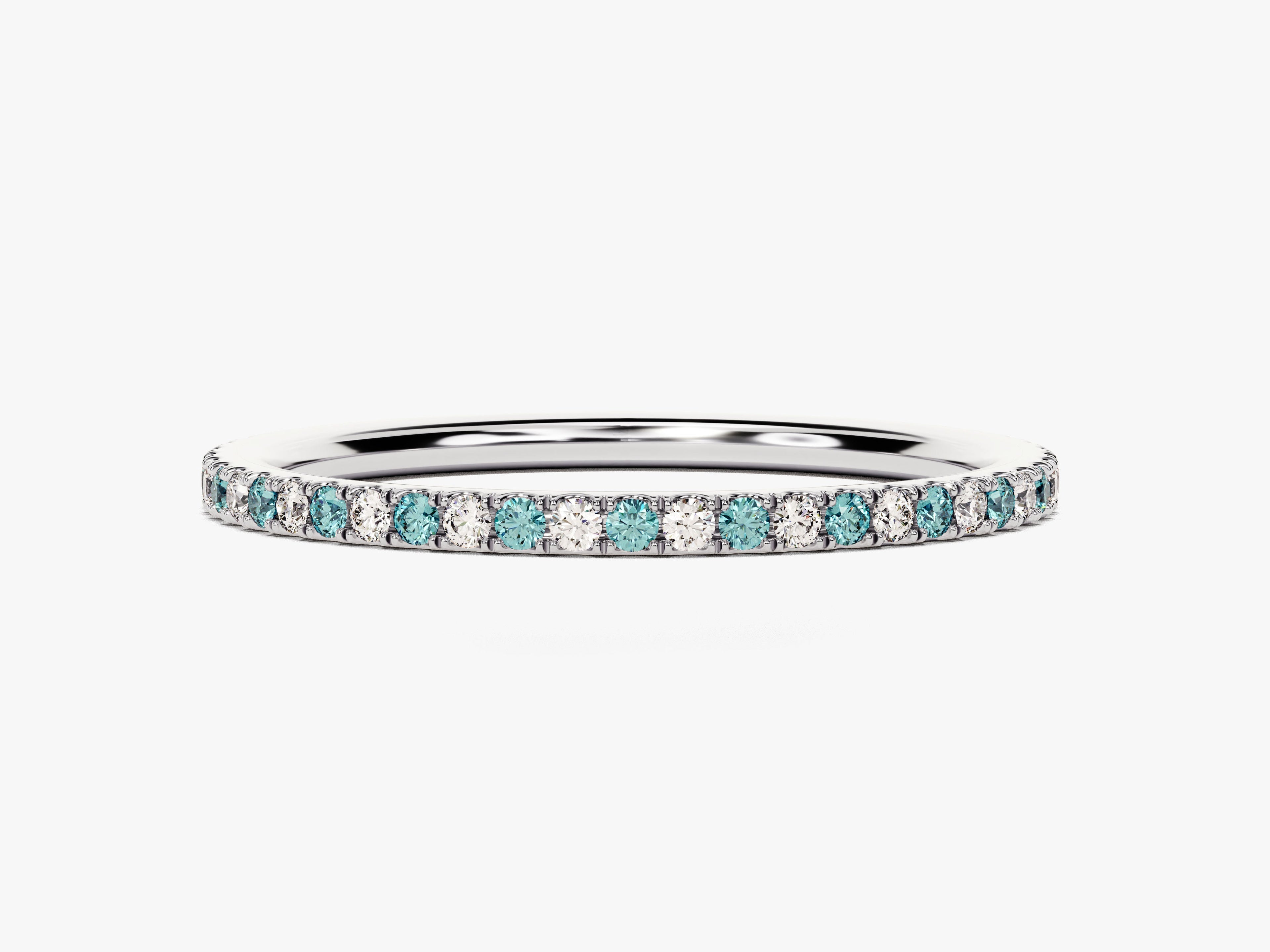 Alternating Aquamarine Birthstone Eternity Ring