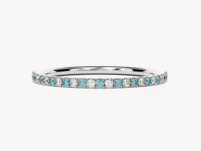 Alternating Aquamarine Birthstone Eternity Ring