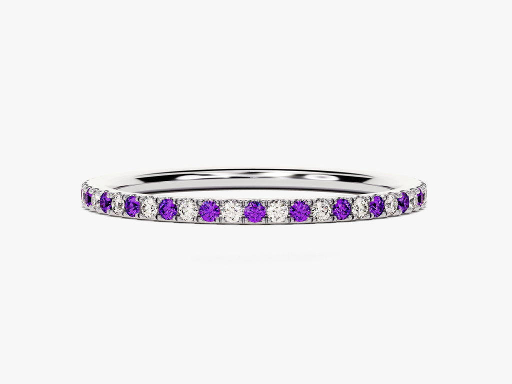 Alternating Amethyst Birthstone Eternity Ring