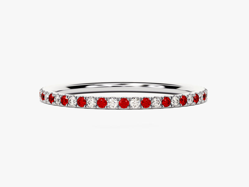 Alternating Ruby Birthstone Eternity Ring