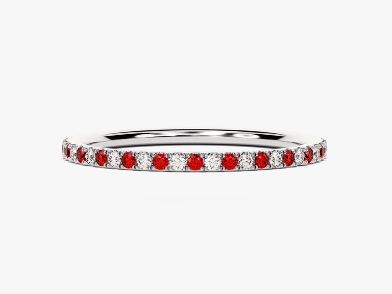 Alternating Garnet Birthstone Eternity Ring