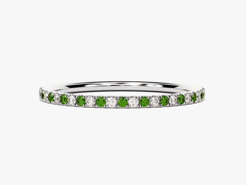 Alternating Emerald Birthstone Eternity Ring