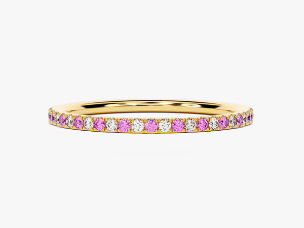 Alternating Pink Tourmaline Birthstone Eternity Ring