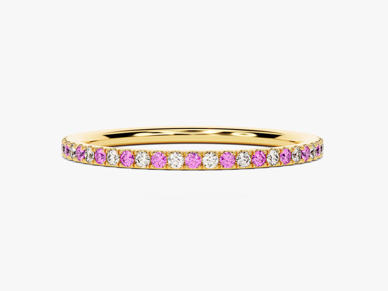 Alternating Pink Tourmaline Birthstone Eternity Ring