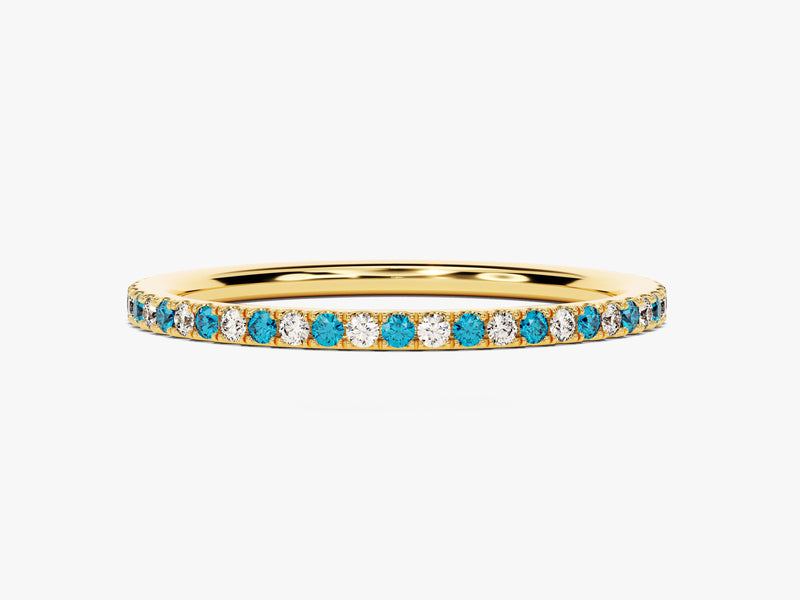 Alternating Blue Topaz Birthstone Eternity Ring