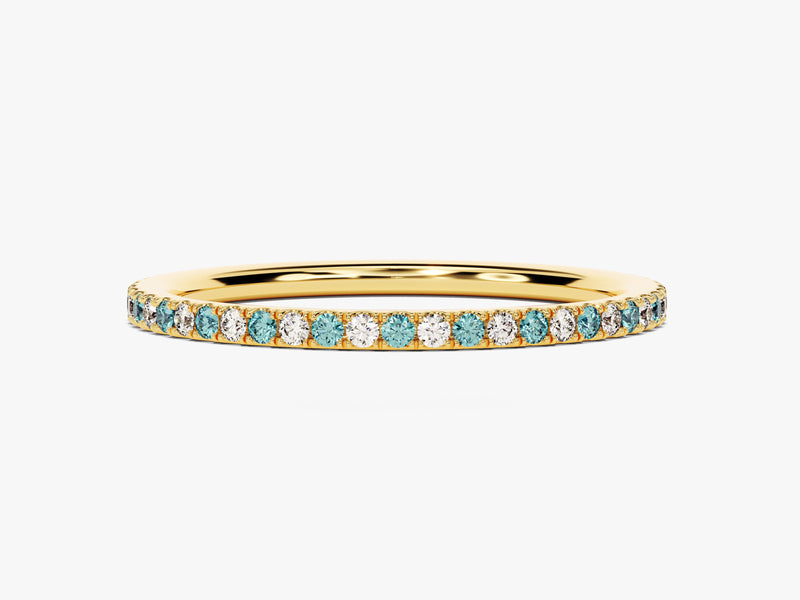 Alternating Aquamarine Birthstone Eternity Ring